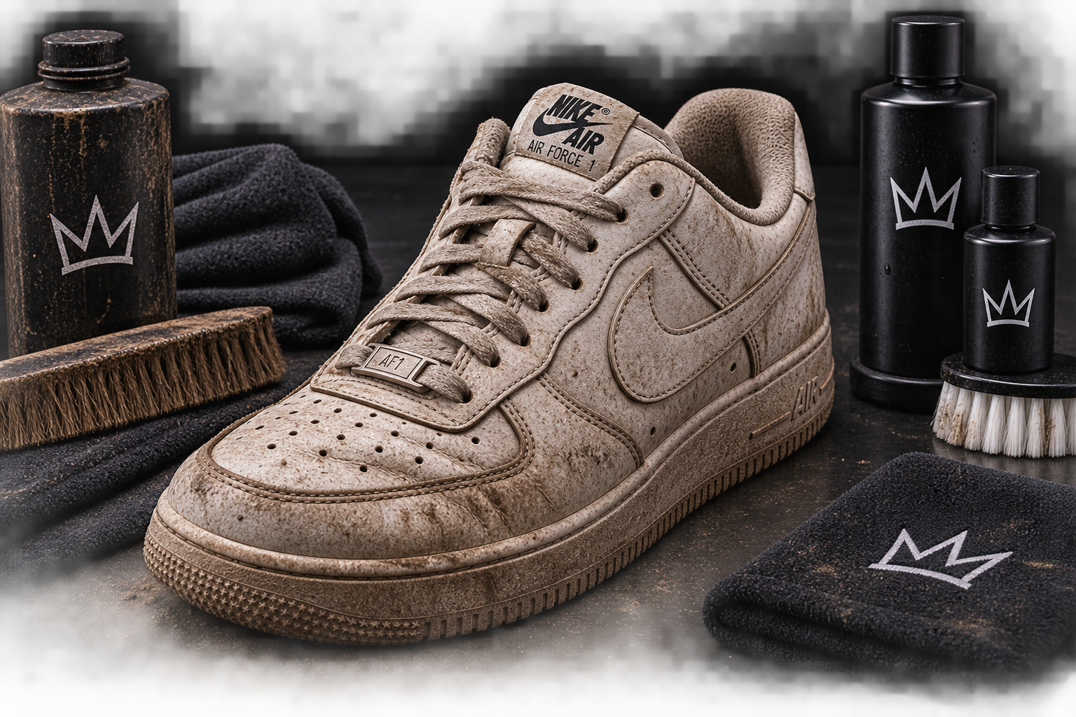 Dirty well-loved Nike Air Force 1 ready for restoration